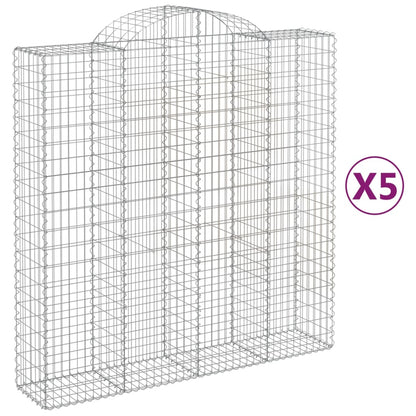 vidaXL Arched Gabion Baskets 5 pcs 200x50x200/220 cm Galvanised Iron 2