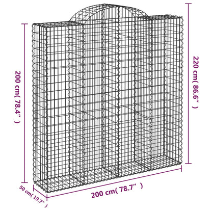 vidaXL Arched Gabion Baskets 5 pcs 200x50x200/220 cm Galvanised Iron 6