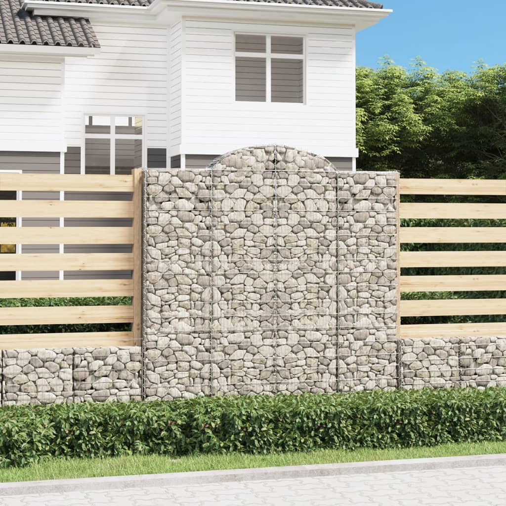 vidaXL Arched Gabion Baskets 5 pcs 200x50x200/220 cm Galvanised Iron 1