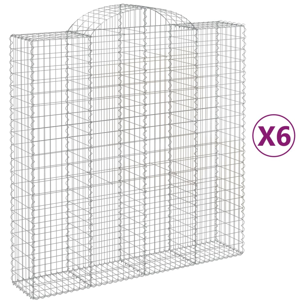 vidaXL Arched Gabion Baskets 6 pcs 200x50x200/220 cm Galvanised Iron 2