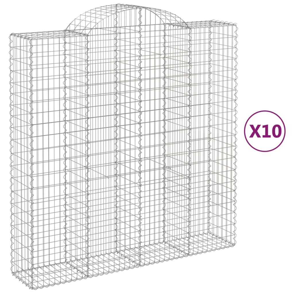 vidaXL Arched Gabion Baskets 10 pcs 200x50x200/220 cm Galvanised Iron 2