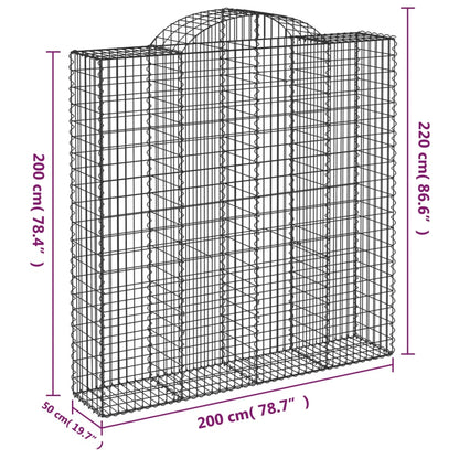 vidaXL Arched Gabion Baskets 10 pcs 200x50x200/220 cm Galvanised Iron 6