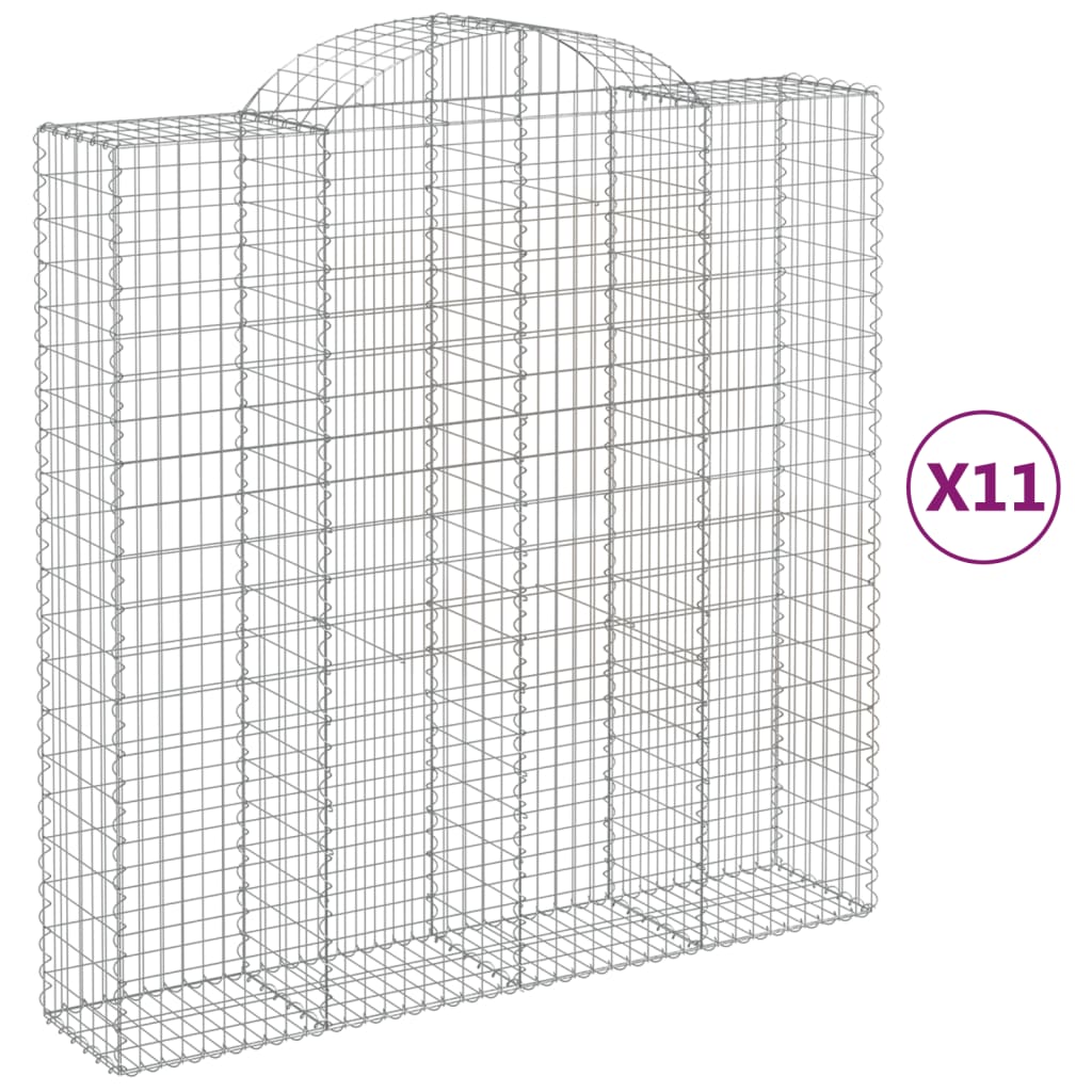 vidaXL Arched Gabion Baskets 11 pcs 200x50x200/220 cm Galvanised Iron 2