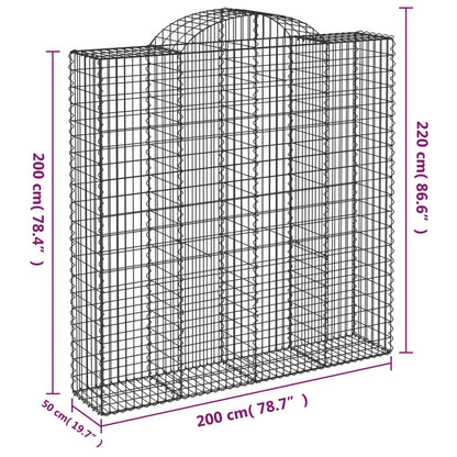 vidaXL Arched Gabion Baskets 11 pcs 200x50x200/220 cm Galvanised Iron 6