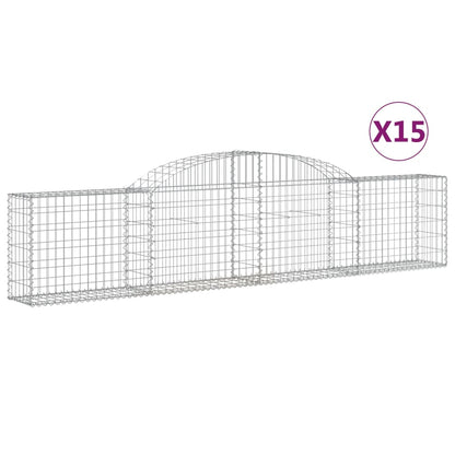 vidaXL Arched Gabion Baskets 15 pcs 300x30x60/80 cm Galvanised Iron 2