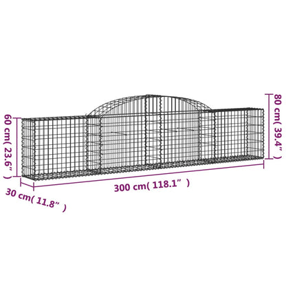 vidaXL Arched Gabion Baskets 15 pcs 300x30x60/80 cm Galvanised Iron 6