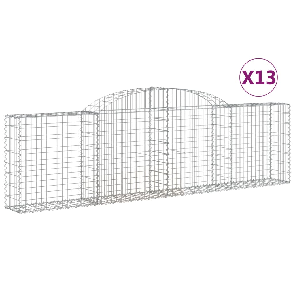 vidaXL Arched Gabion Baskets 13 pcs 300x30x80/100 cm Galvanised Iron 2