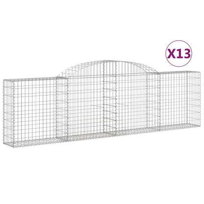 vidaXL Arched Gabion Baskets 13 pcs 300x30x80/100 cm Galvanised Iron 2