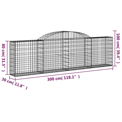 vidaXL Arched Gabion Baskets 13 pcs 300x30x80/100 cm Galvanised Iron 6