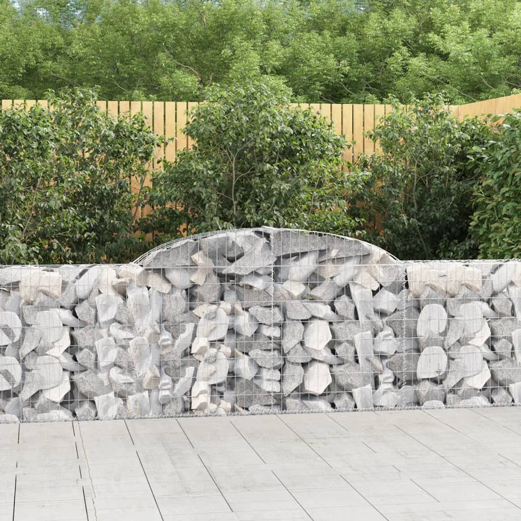 vidaXL Arched Gabion Baskets 13 pcs 300x30x80/100 cm Galvanised Iron 1