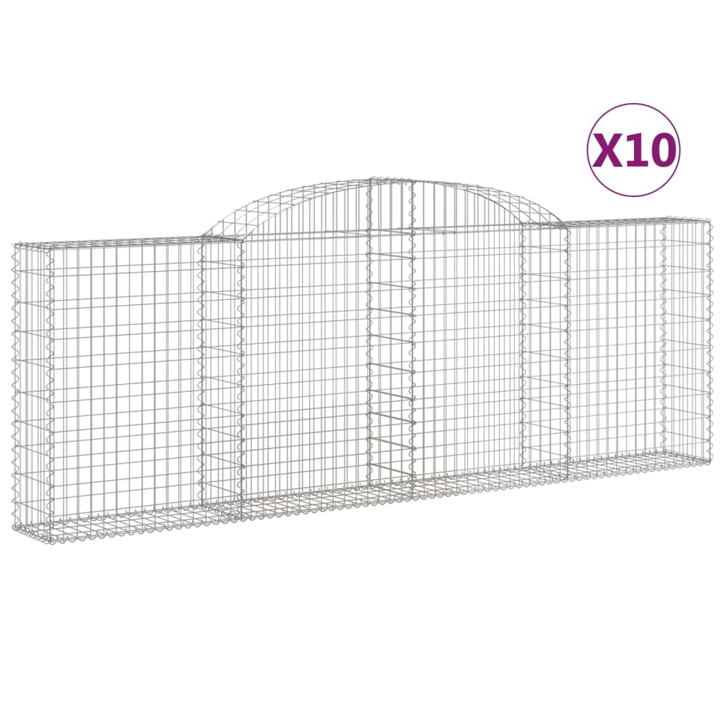 vidaXL Arched Gabion Baskets 10 pcs 300x30x100/120 cm Galvanised Iron 2