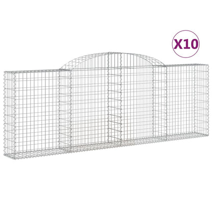 vidaXL Arched Gabion Baskets 10 pcs 300x30x100/120 cm Galvanised Iron 2