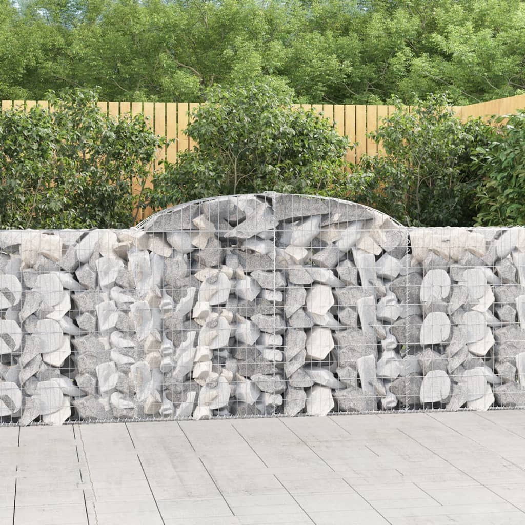 vidaXL Arched Gabion Baskets 10 pcs 300x30x100/120 cm Galvanised Iron 1
