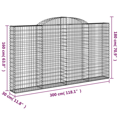 vidaXL Arched Gabion Baskets 3 pcs 300x30x160/180 cm Galvanised Iron 6