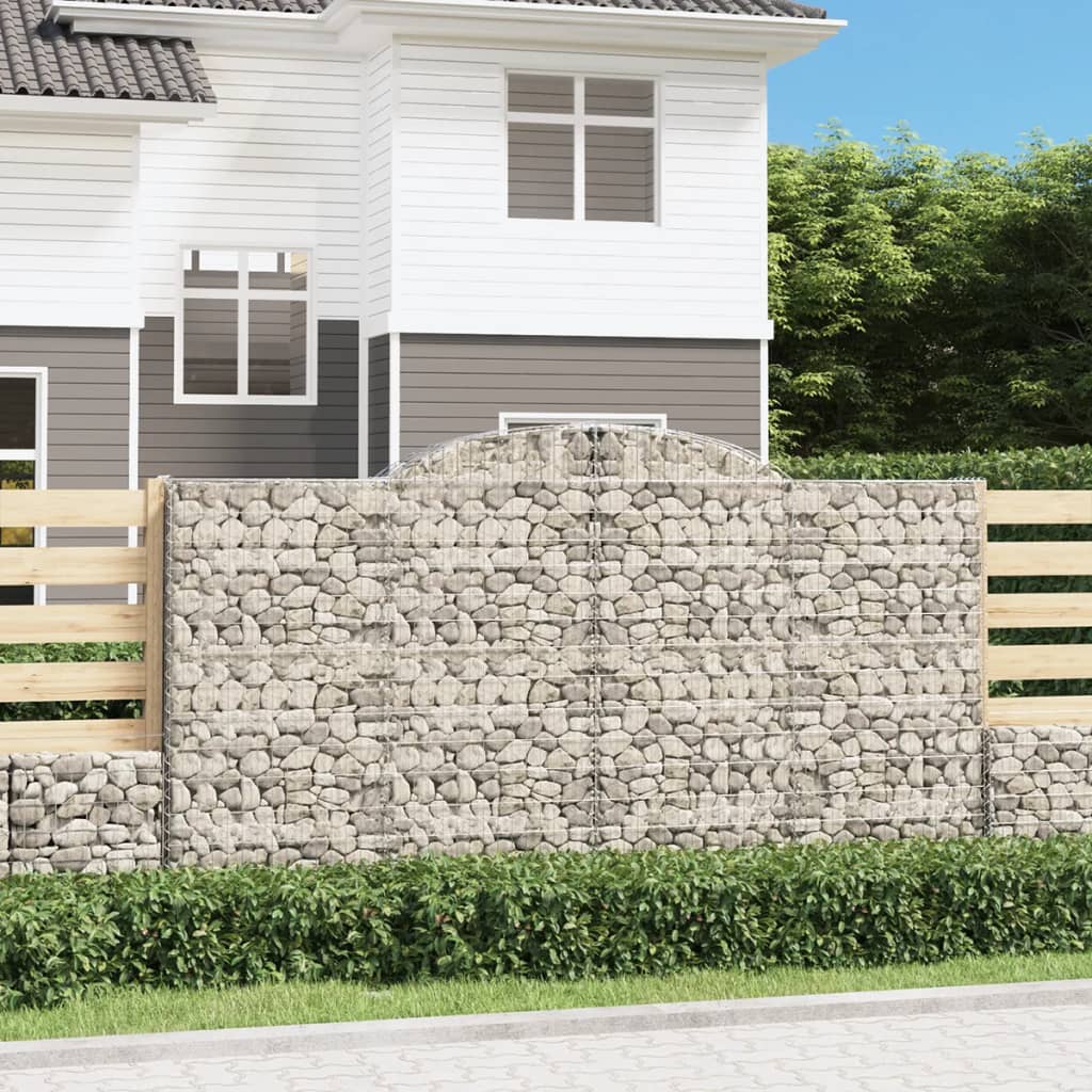 vidaXL Arched Gabion Baskets 3 pcs 300x30x160/180 cm Galvanised Iron 1
