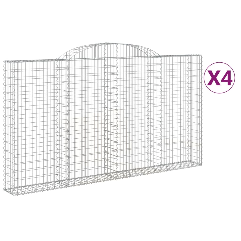 vidaXL Arched Gabion Baskets 4 pcs 300x30x160/180 cm Galvanised Iron 2