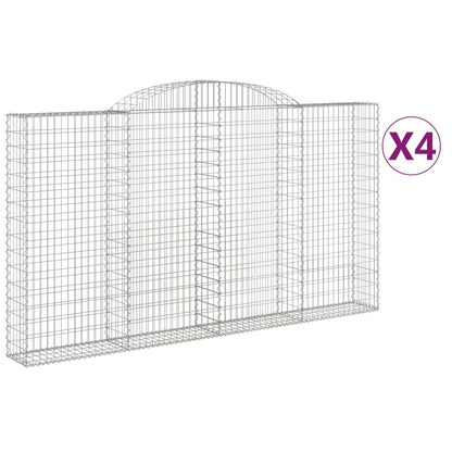 vidaXL Arched Gabion Baskets 4 pcs 300x30x160/180 cm Galvanised Iron 2