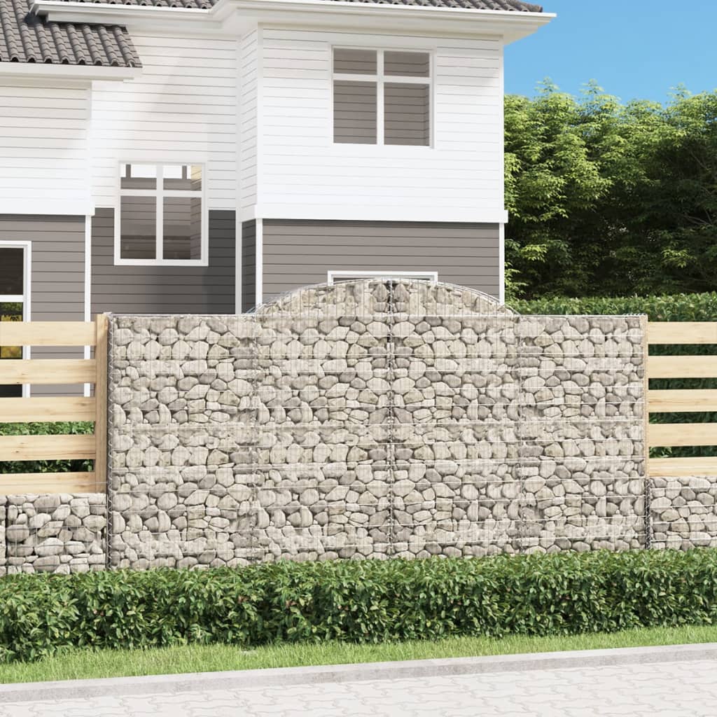 vidaXL Arched Gabion Baskets 4 pcs 300x30x160/180 cm Galvanised Iron 1