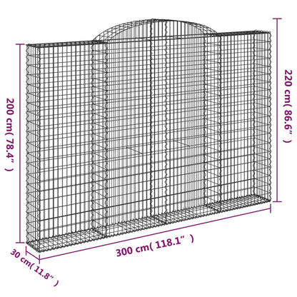 vidaXL Arched Gabion Baskets 3 pcs 300x30x200/220 cm Galvanised Iron 6