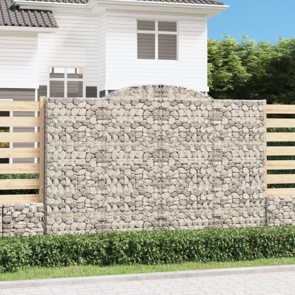 vidaXL Arched Gabion Baskets 3 pcs 300x30x200/220 cm Galvanised Iron 1