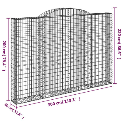 vidaXL Arched Gabion Baskets 4 pcs 300x30x200/220 cm Galvanised Iron 6