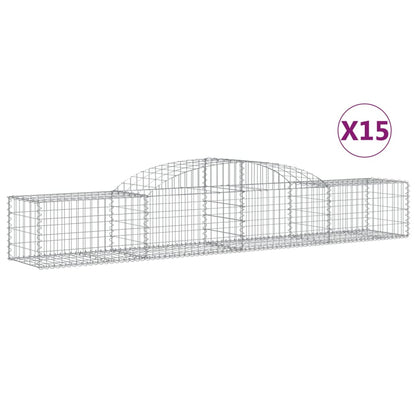 vidaXL Arched Gabion Baskets 15 pcs 300x50x40/60 cm Galvanised Iron 2