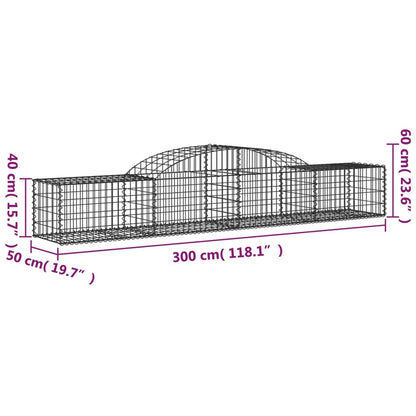 vidaXL Arched Gabion Baskets 15 pcs 300x50x40/60 cm Galvanised Iron 6