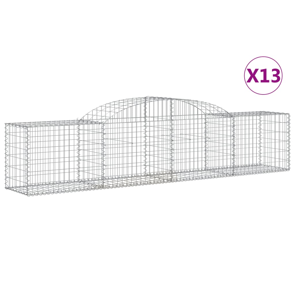 vidaXL Arched Gabion Baskets 13 pcs 300x50x60/80 cm Galvanised Iron 2
