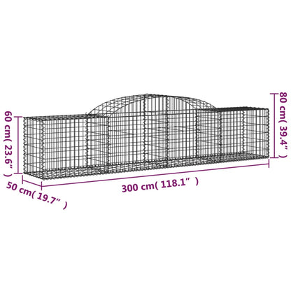 vidaXL Arched Gabion Baskets 13 pcs 300x50x60/80 cm Galvanised Iron 6