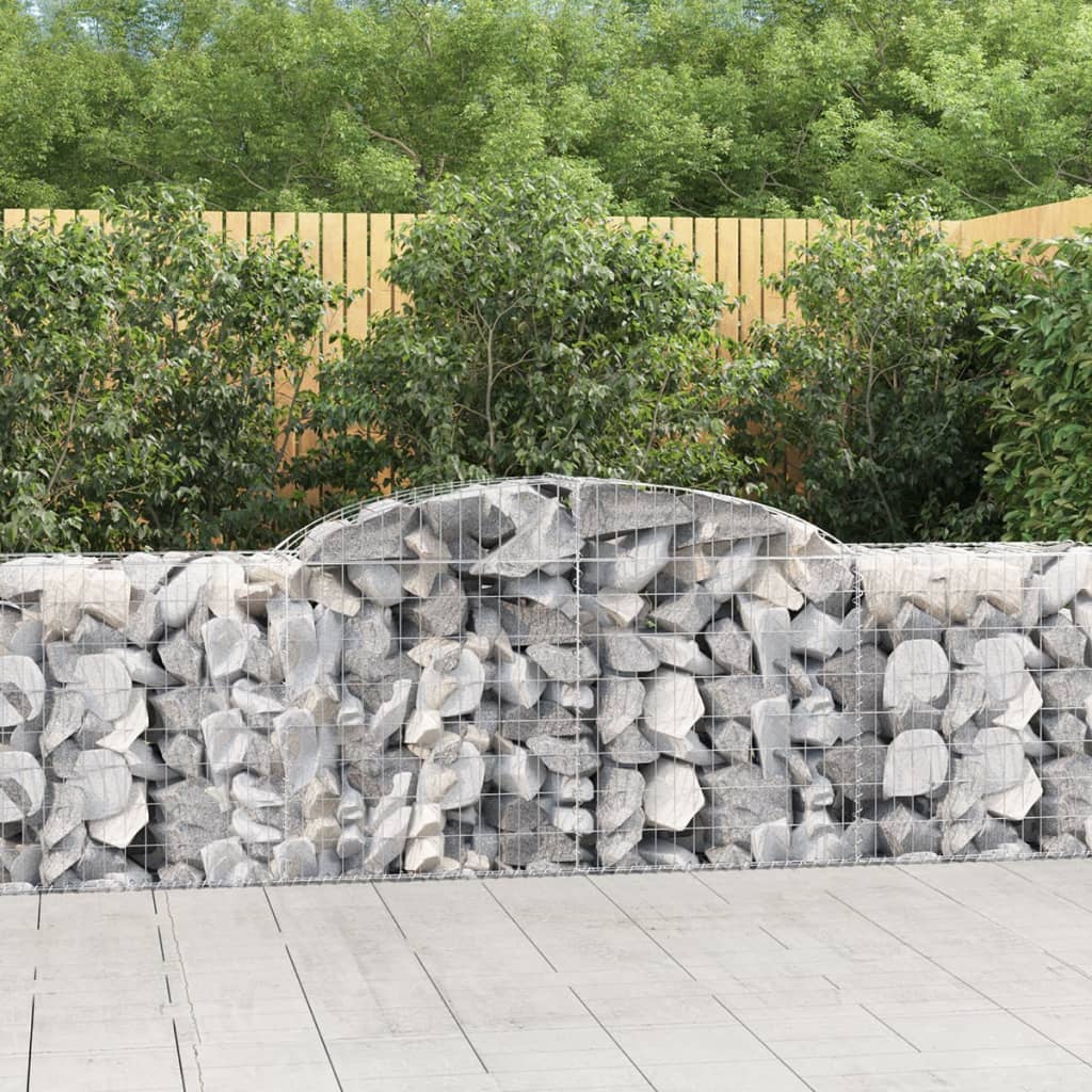 vidaXL Arched Gabion Baskets 10 pcs 300x50x80/100 cm Galvanised Iron 1
