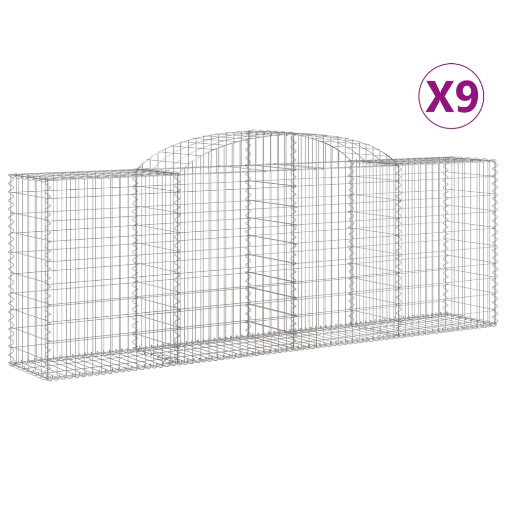 vidaXL Arched Gabion Baskets 9 pcs 300x50x100/120 cm Galvanised Iron 2