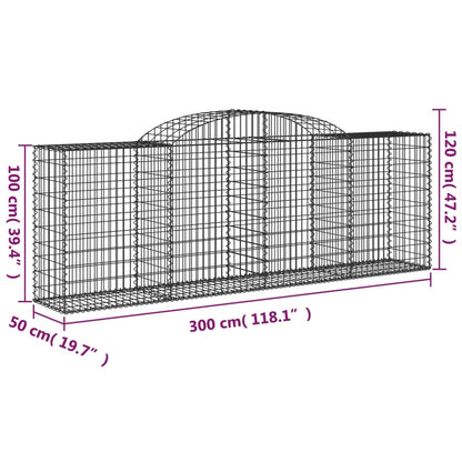 vidaXL Arched Gabion Baskets 9 pcs 300x50x100/120 cm Galvanised Iron 6