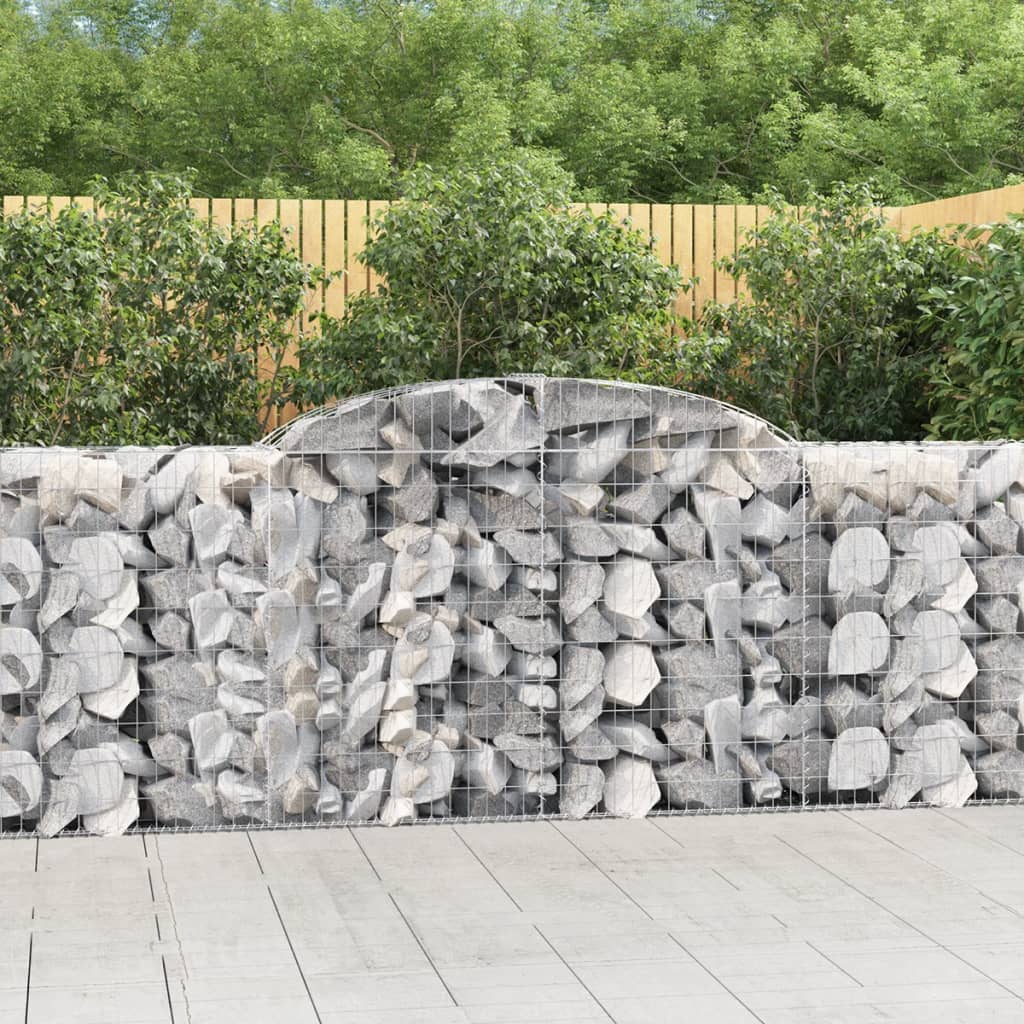 vidaXL Arched Gabion Baskets 9 pcs 300x50x100/120 cm Galvanised Iron 1