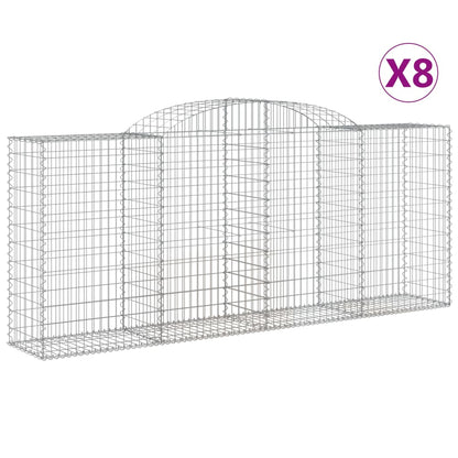 vidaXL Arched Gabion Baskets 8 pcs 300x50x120/140 cm Galvanised Iron 2