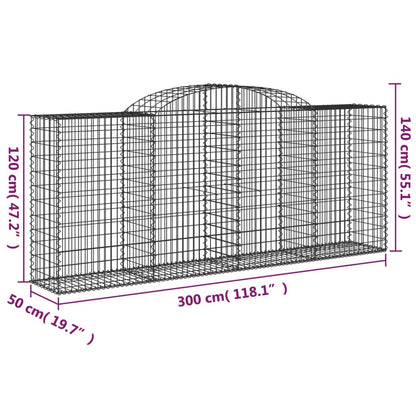 vidaXL Arched Gabion Baskets 8 pcs 300x50x120/140 cm Galvanised Iron 6
