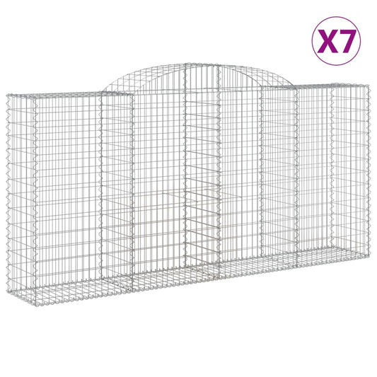 vidaXL Arched Gabion Baskets 7 pcs 300x50x140/160 cm Galvanised Iron 2
