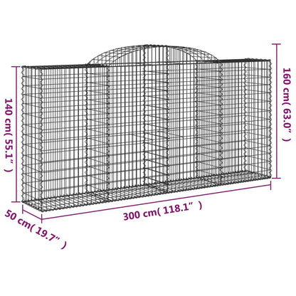 vidaXL Arched Gabion Baskets 7 pcs 300x50x140/160 cm Galvanised Iron 6
