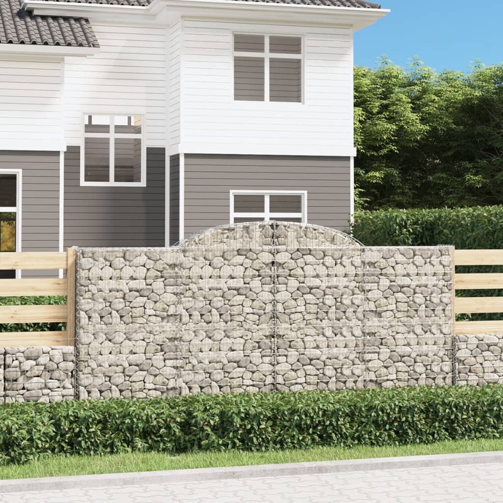 vidaXL Arched Gabion Baskets 7 pcs 300x50x140/160 cm Galvanised Iron 1