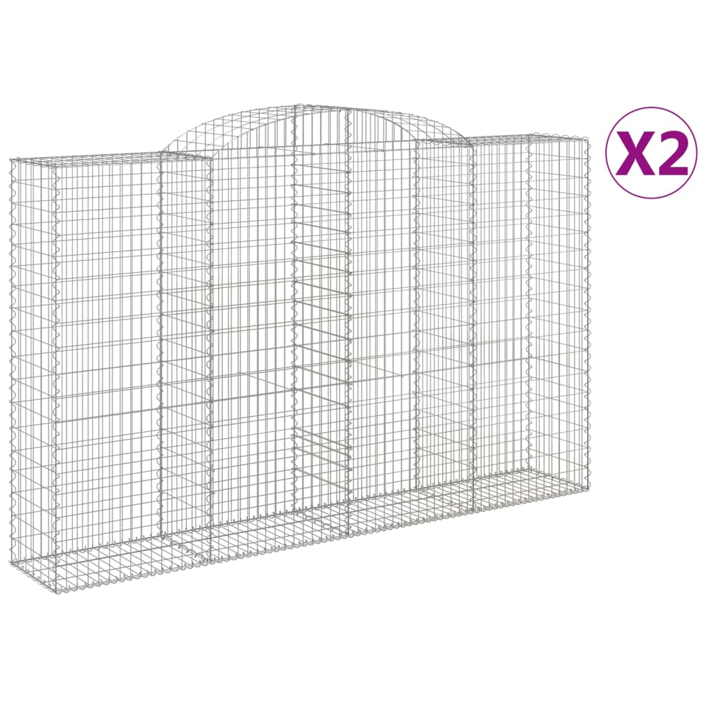 Arched Gabion Baskets Galvanised Iron 2 pcs 300 x 30 x 40/60 cm – 300 x 50 x 220/240 cm 300 x 50 x 180/200 cm