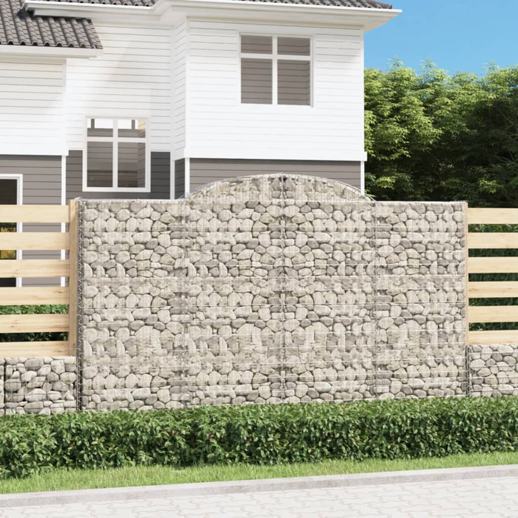 vidaXL Arched Gabion Baskets Galvanised Iron 3 pcs 300 x 30 x 40/60 cm – 300 x 50 x 220/240 cm