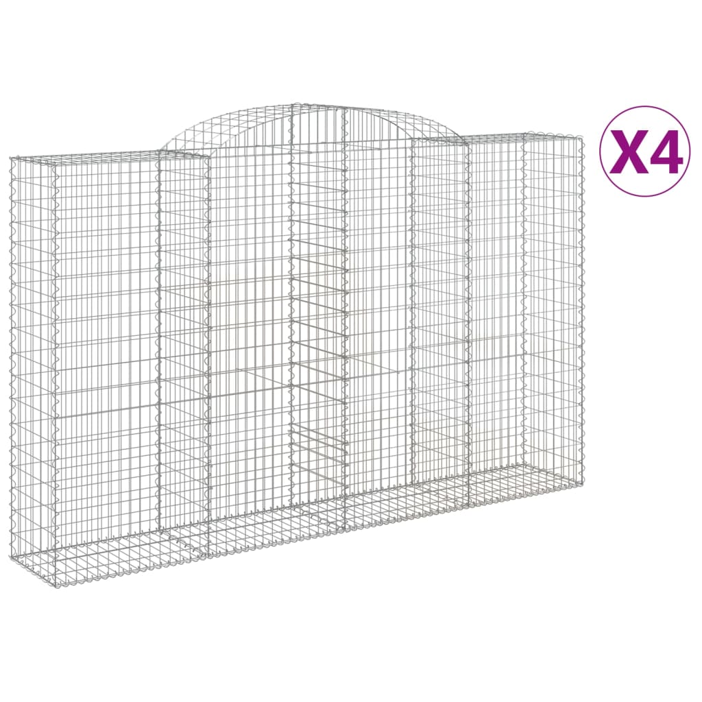 vidaXL Arched Gabion Baskets 4 pcs 300x50x180/200 cm Galvanised Iron 2