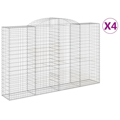 vidaXL Arched Gabion Baskets 4 pcs 300x50x180/200 cm Galvanised Iron 2