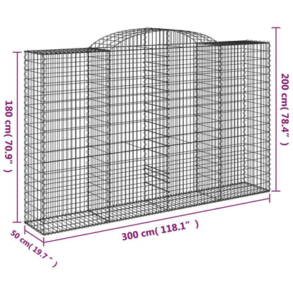 vidaXL Arched Gabion Baskets 4 pcs 300x50x180/200 cm Galvanised Iron 6