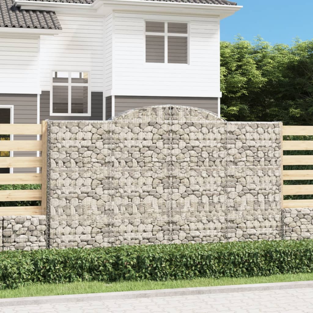 vidaXL Arched Gabion Baskets 4 pcs 300x50x180/200 cm Galvanised Iron 1