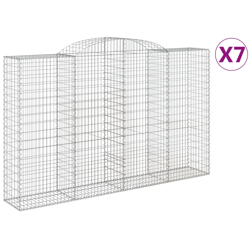 vidaXL Arched Gabion Baskets 7 pcs 300x50x180/200 cm Galvanised Iron 2