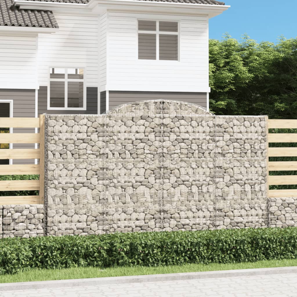 vidaXL Arched Gabion Baskets 8 pcs 300x50x180/200 cm Galvanised Iron 1
