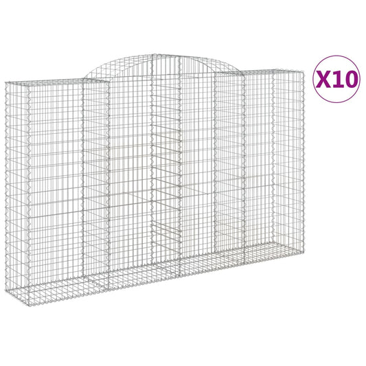vidaXL Arched Gabion Baskets 10 pcs 300x50x180/200 cm Galvanised Iron 2