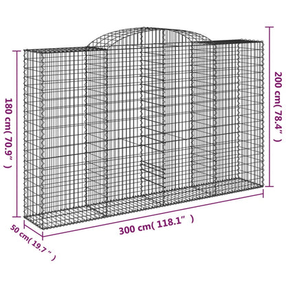 vidaXL Arched Gabion Baskets 10 pcs 300x50x180/200 cm Galvanised Iron 6