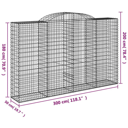 vidaXL Arched Gabion Baskets 11 pcs 300x50x180/200 cm Galvanised Iron 6