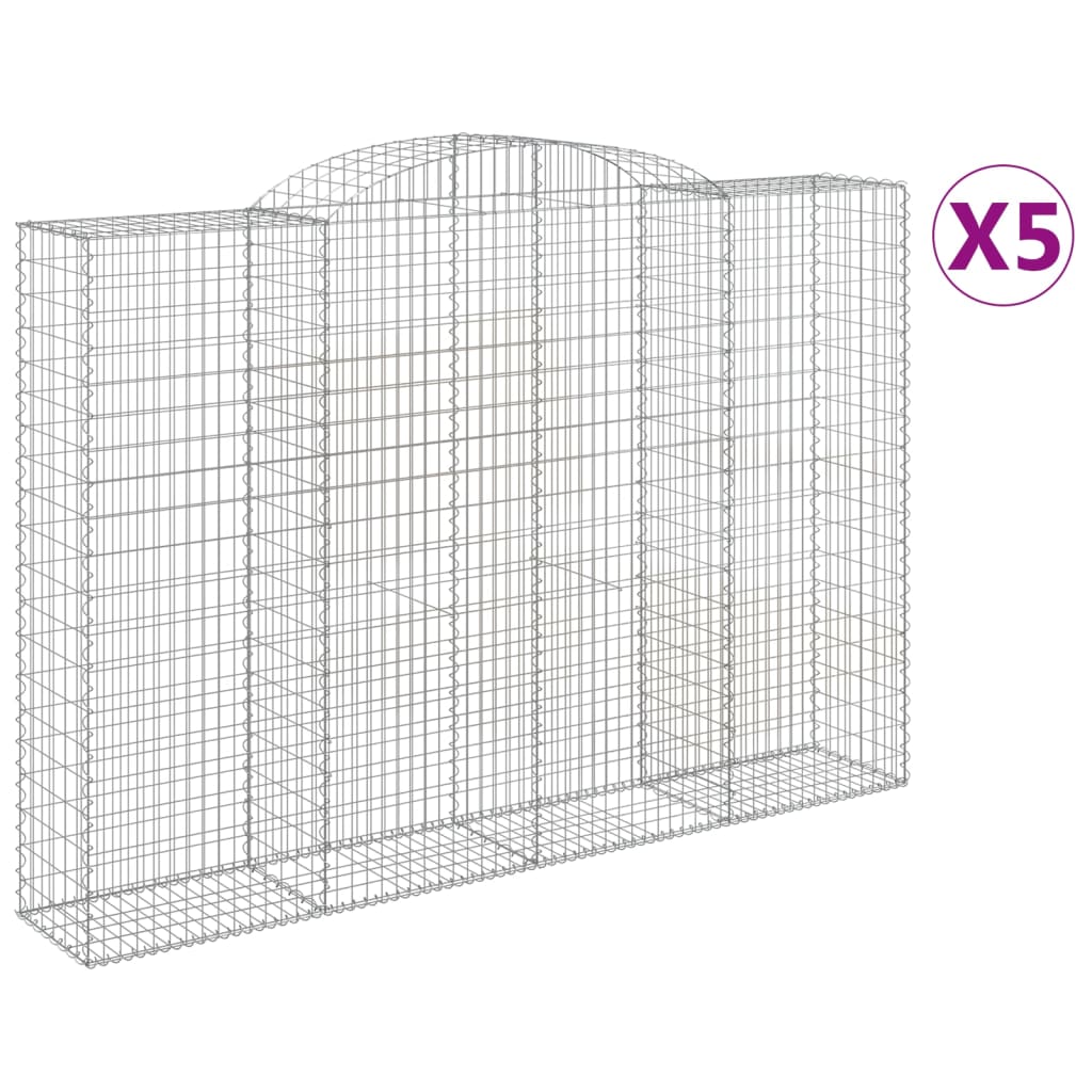 vidaXL Arched Gabion Baskets 5 pcs 300x50x200/220 cm Galvanised Iron 2